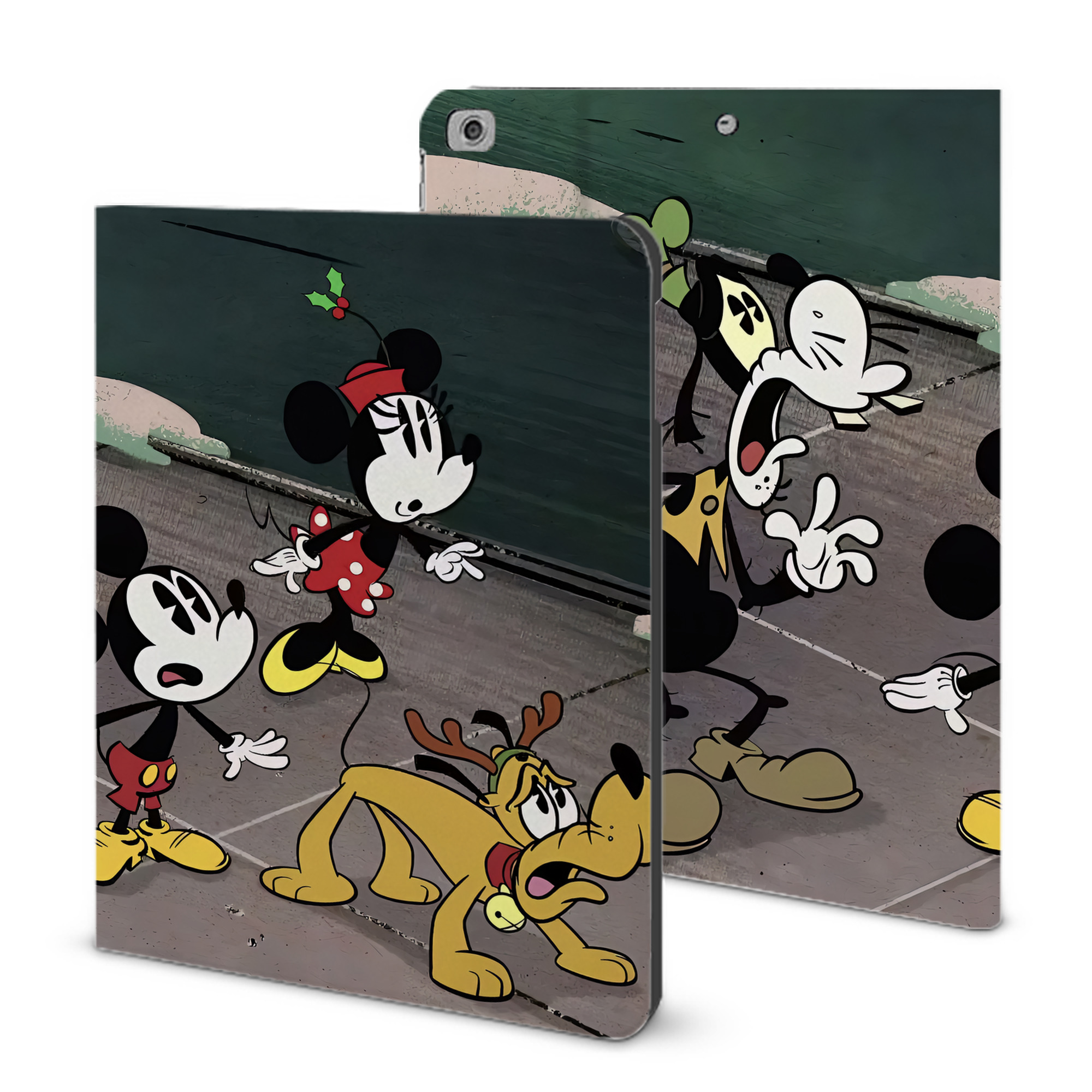 （画像用） ミッキーマウス Mickey Mouse IPad ケース ブック型 PUレザー TPU 耐衝撃 軽量 薄型 ペン収納なし 全面保護 IPad 各モデル対応